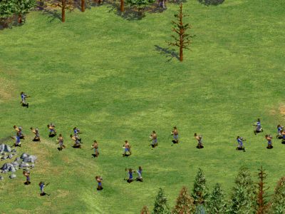File de travailleurs dans Age of Empires.