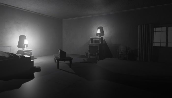 Une chambre grise en environnement 3D